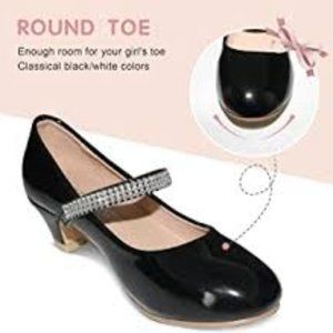 WIKENCY Pair of Girls Dress Shoes-Mary Jane Shoes for Girls, Princess Low Heel